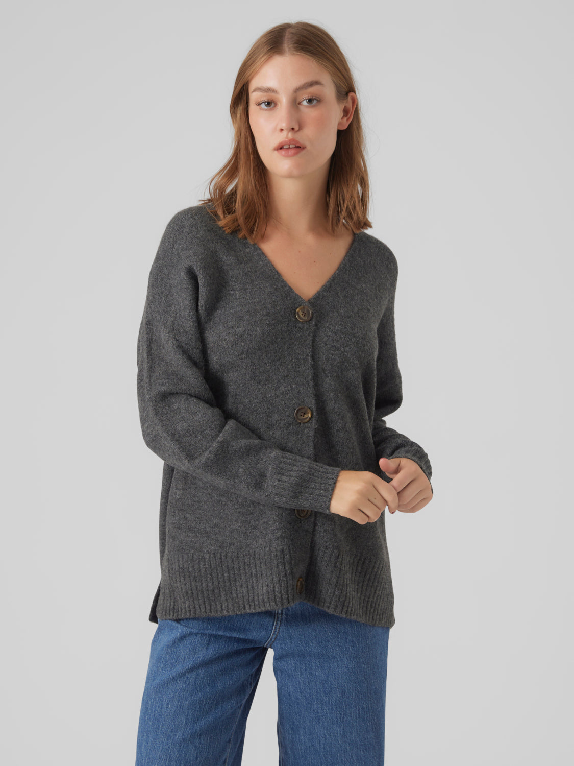 VMLEFILE Cardigan - Medium Grey Melange